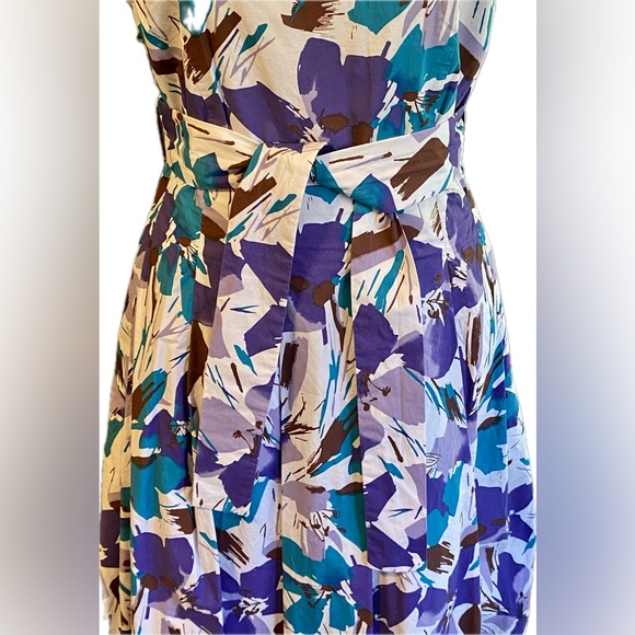 Carole Little Sleeveless Floral Midi Dress in Teal, Purple & Cream - Picture 6 of 9